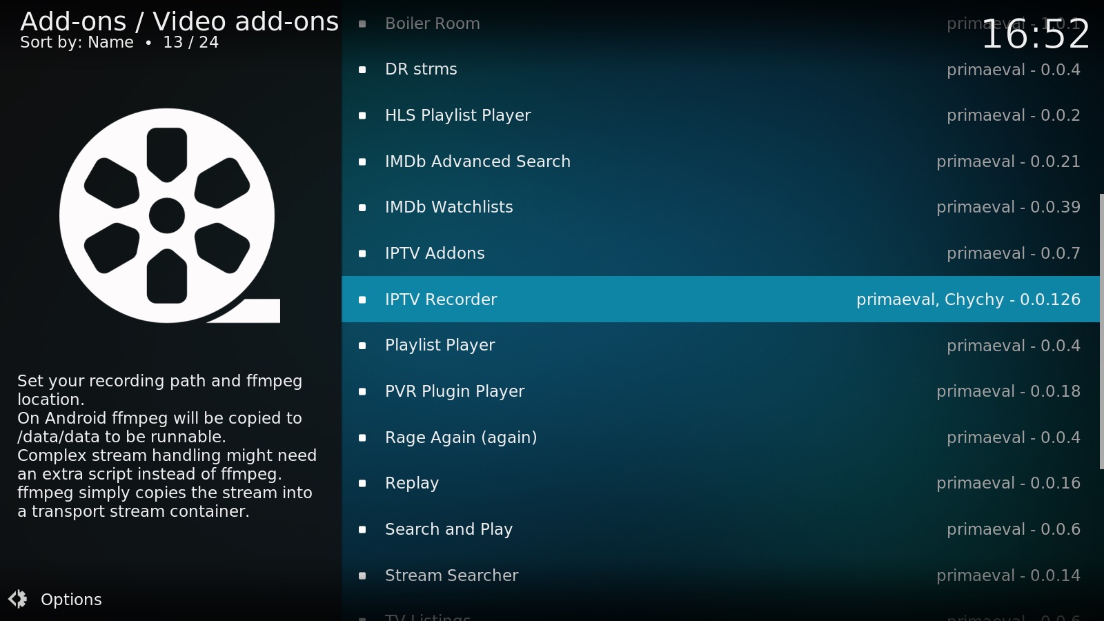 how to get pvr service on kodi 16.1